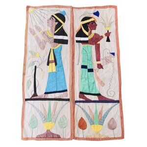 1920's‎ King Tut Egyptian Revival Textile Art Wall Hanging Tapestry Decor